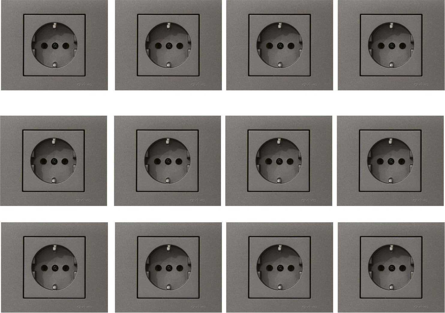 Grano Antrasit Topraklı Priz 12'li Paket (Çerçeve Dahil)