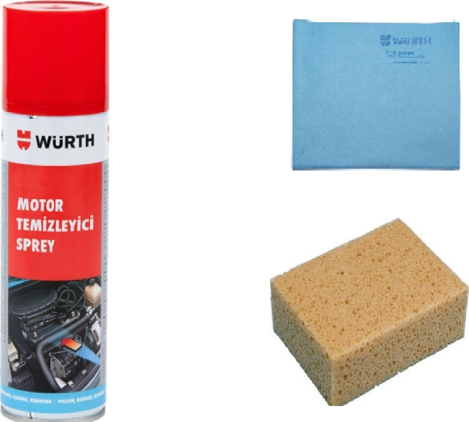 3 Lü Set Hızlı Motor Temizleme Spreyi Mikrofiber Güderi Bez ve Oto Yıkama Süngeri 3'lü Set