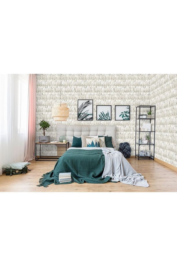 Tropicano Modern Kuş Tüyü Desenli Duvar Kağıdı 9913-2, Bej | Ce, Iso 9001, Iso 10002, Iso 14001