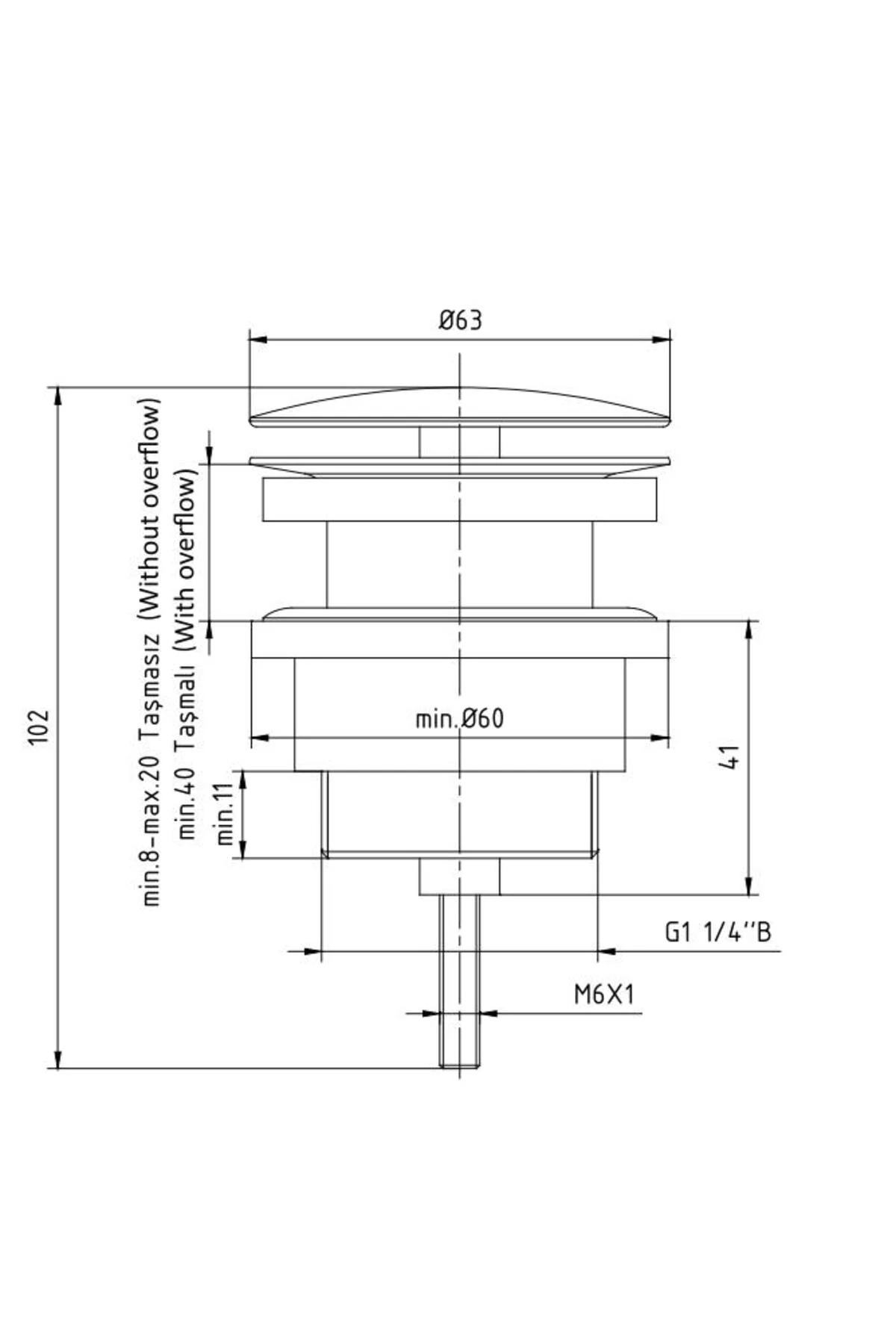 Sabit Kapaklı Pirinç Lavabo Sifonu Üst Takım 402129032