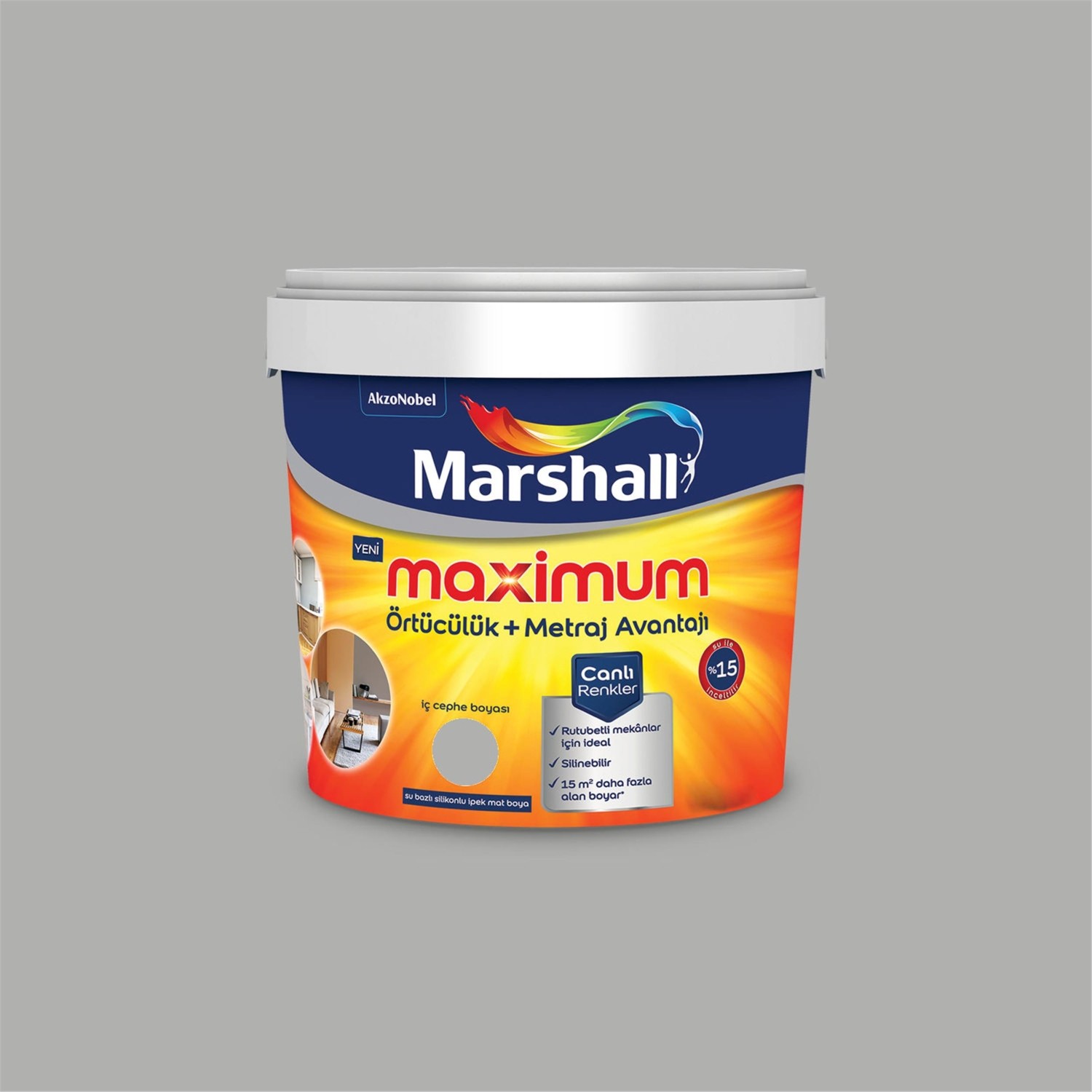 Meteor 2,5 Litre Maximum Su Bazlı Silikonlu Ipek Mat Iç Cephe Boyası (MARSHALL.5309483)