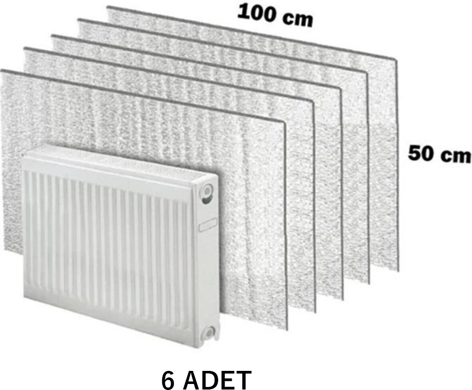 6 Adet Kalorifer Radyatör Arkalığı Isı Yalıtımı İzalasyon Levhası Petek Arkası Alüminyum Folyo 6 Adet 5 ml