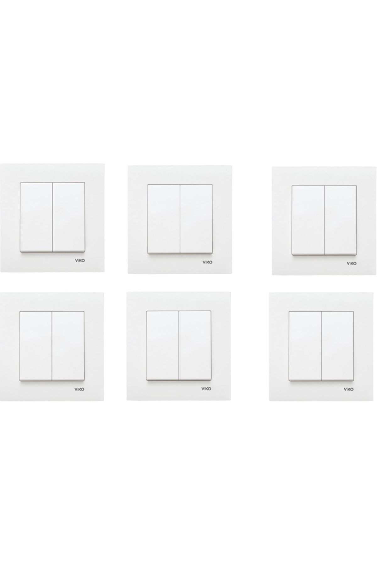 Viko Karre Ikili Beyaz Renk Komütatör Anahtar 6 Adet - Çerçeveli