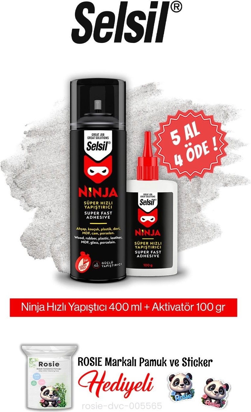5 Al 4 Öde Ninja Hızlı Yapıştırıcı Set ve Rosie Pamuk