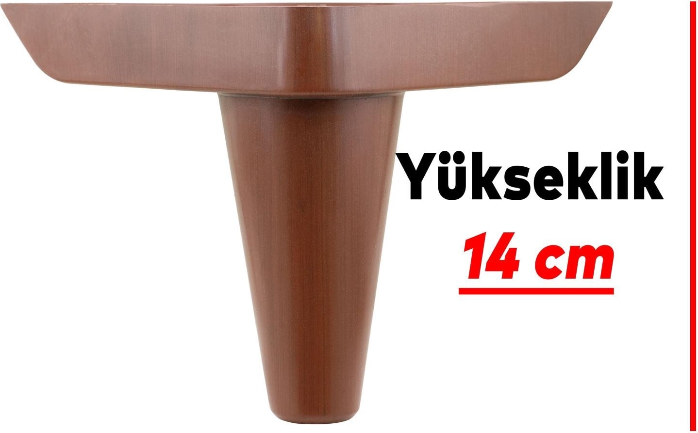 Mobilya Kanepe Sehpa Puf Koltuk Ayağı 14 cm Kahverengi Ahşap Desenli Baza Ayak 4 Adet