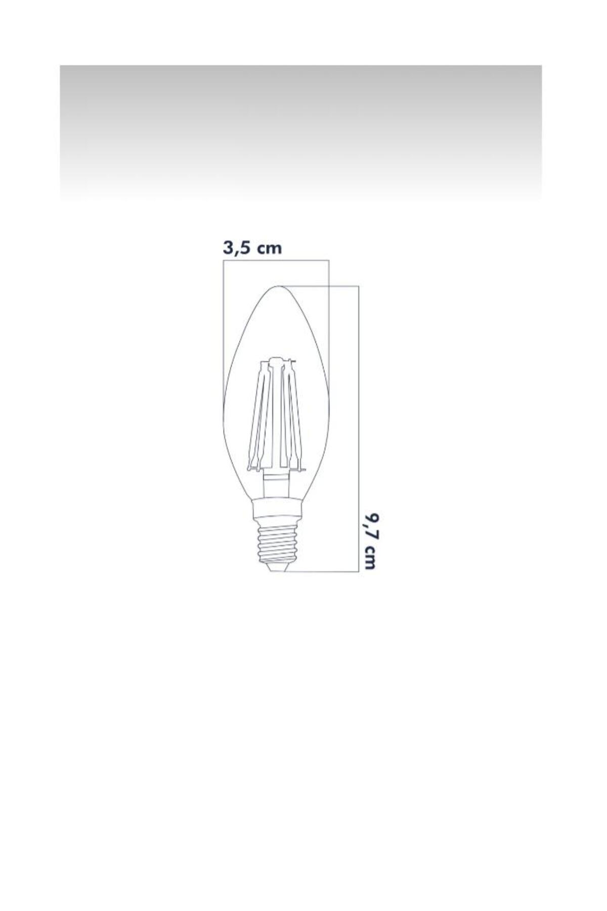 1 Adet Dekoratif Düz Buji Ampul E14