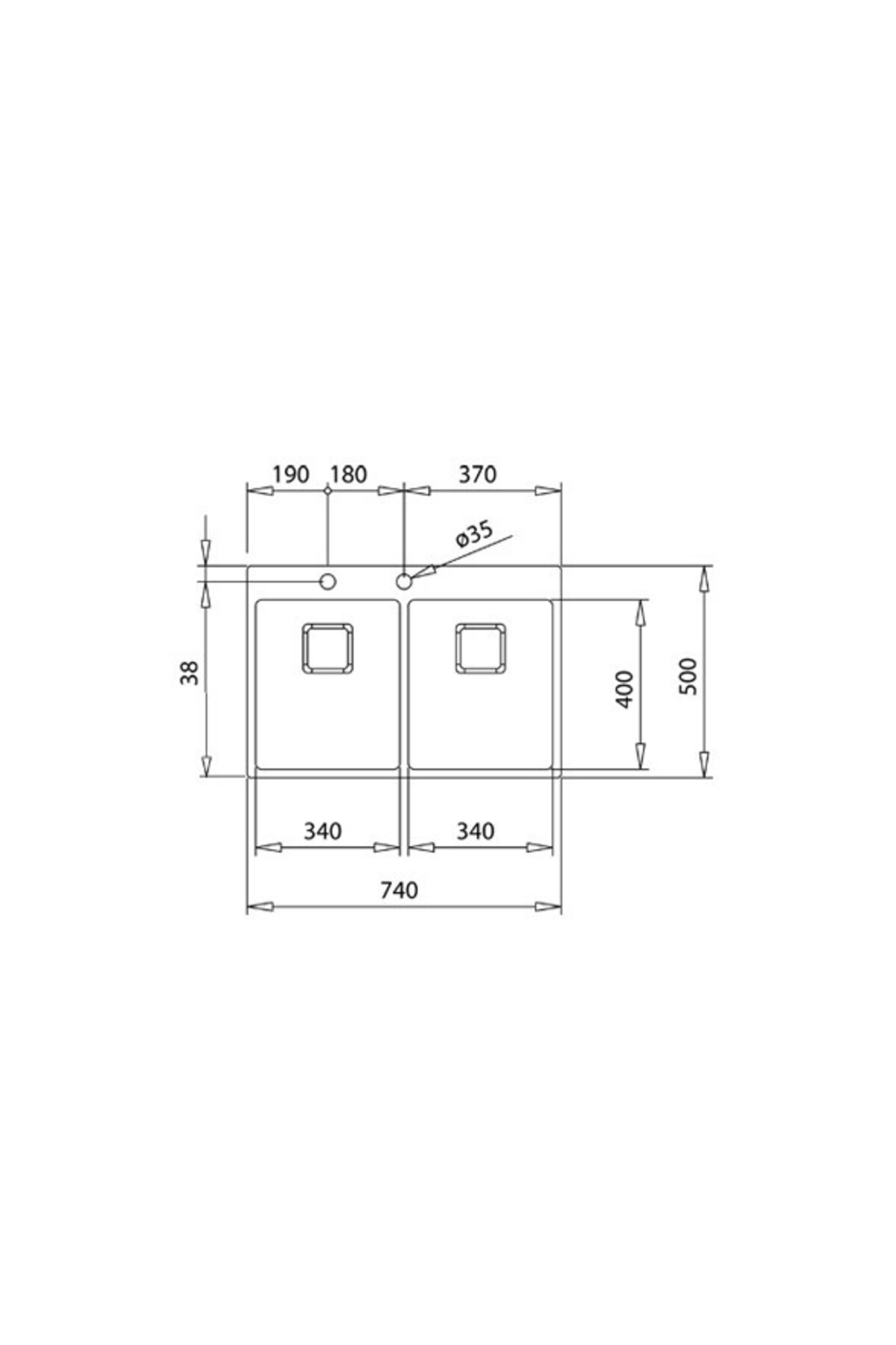 Forlinea 2b 740 Çift Gözlü Tezgah Üstü Paslanmaz Çelik Mutfak Eviyesi