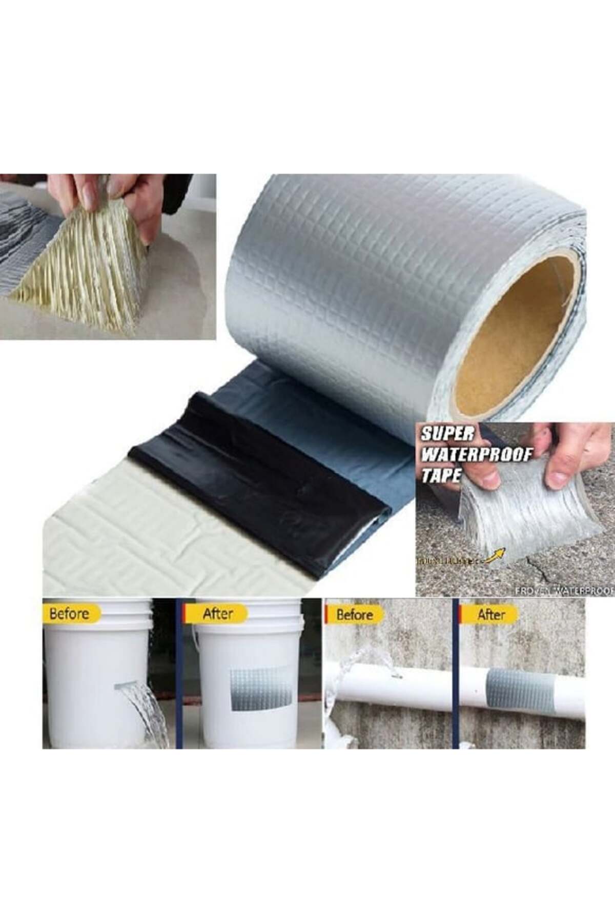 OZKUVVET Süper Güçlü Su Sızdırmaz Çamur Bant 72mm X 2m Tamir Çatlak Boru Bandı. Çatı Izolasyon Bandı -