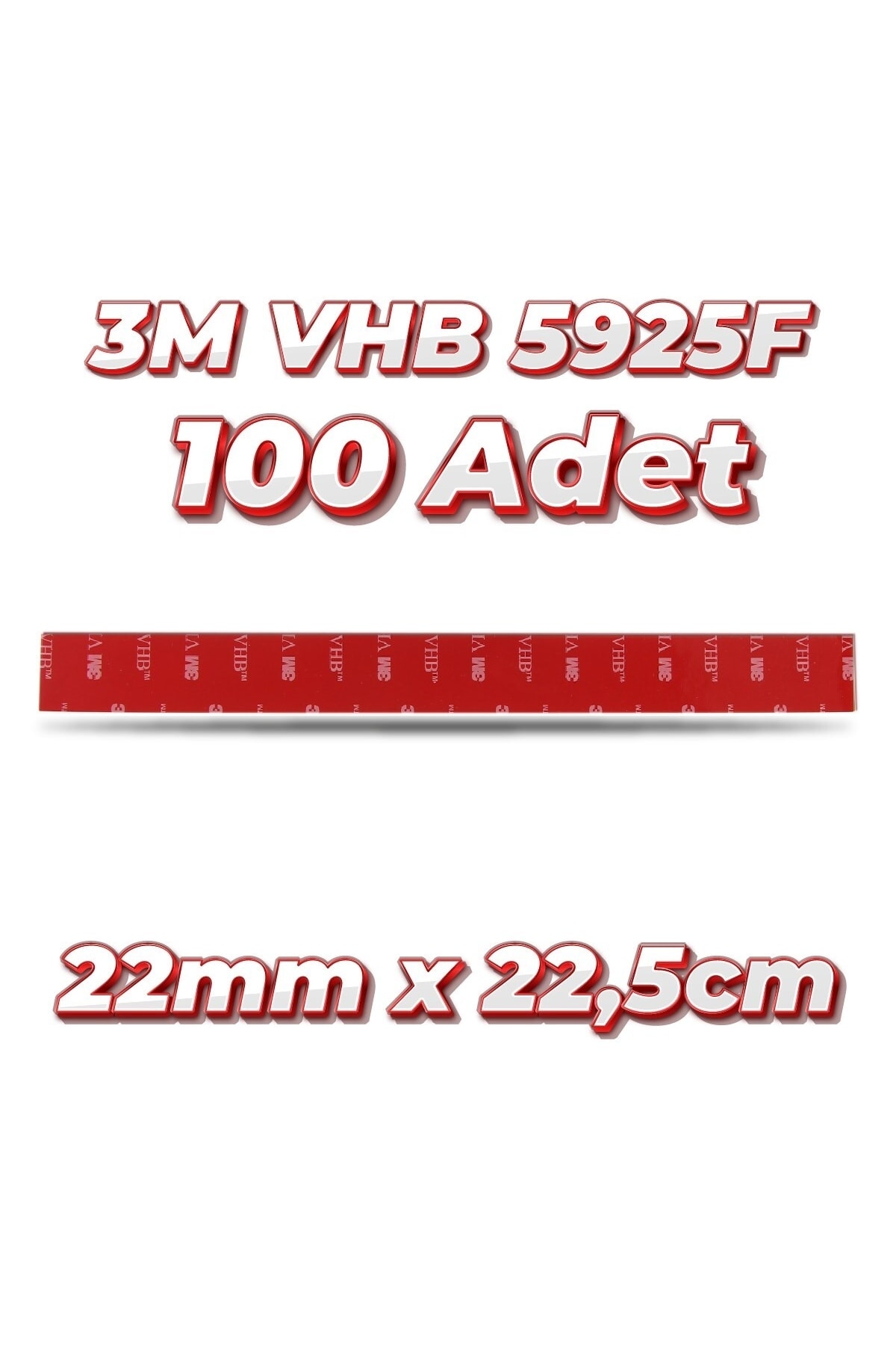 Vhb Çok Güçlü Çift Taraflı 100 Adet Hazır Kesim 225mmx22mm