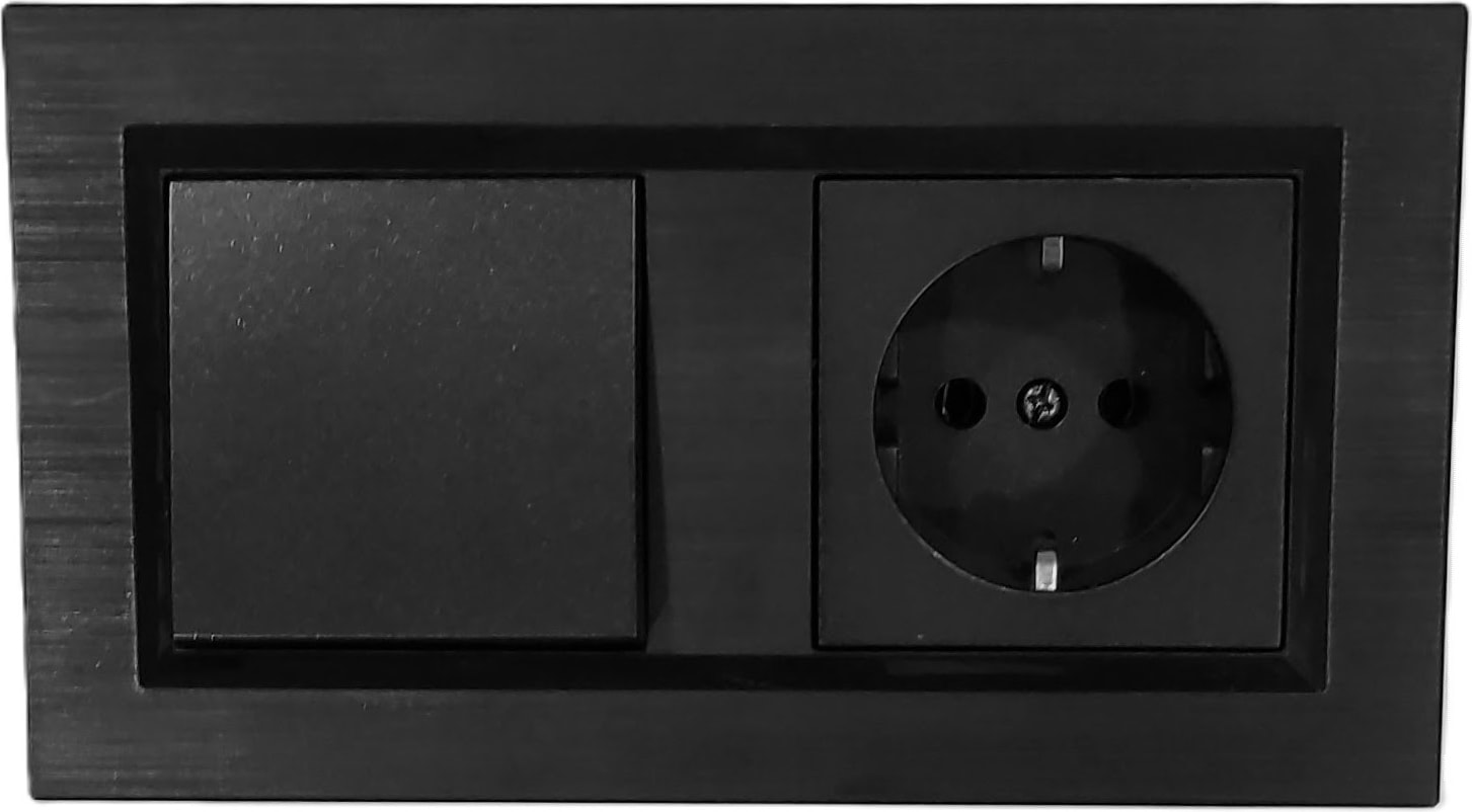 Quantum Siyah Anahtar+Topraklı Priz 2'li Set (ovivo)