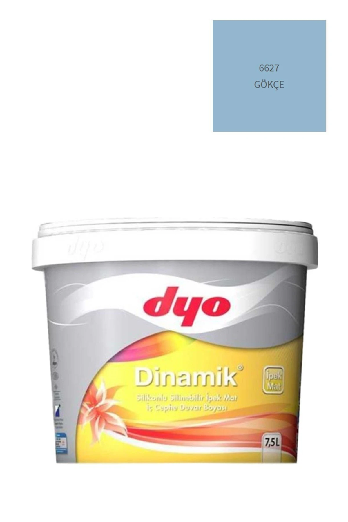 Dyo Dinamik Silikonlu Silinebilir Ipek Mat Iç Cephe Duvar Boyası 6627 Gökçe 7,5 Lt