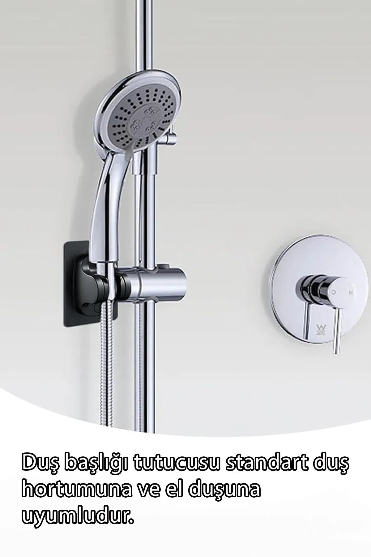 Duş Başlık Tutucu Ayarlanabilir Su Geçirmez Yapışkanlı Mafsal 120 Derece Oynar Başlıklı Banyo Aparat