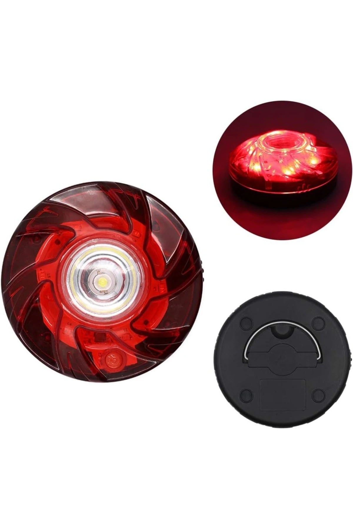 Pil ile Çalışan - Araç - İş Makinesi - Kepçe-Traktör İkaz Işığı - Kırmızı Ledli Flaşör + El feneri
