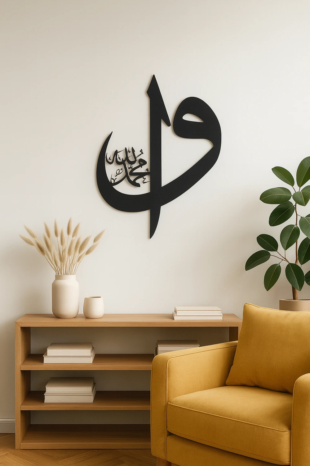 Elif Vav ve Muhammed (Sav) Yazılı - Islami Hat Sanatı Metal Tablo