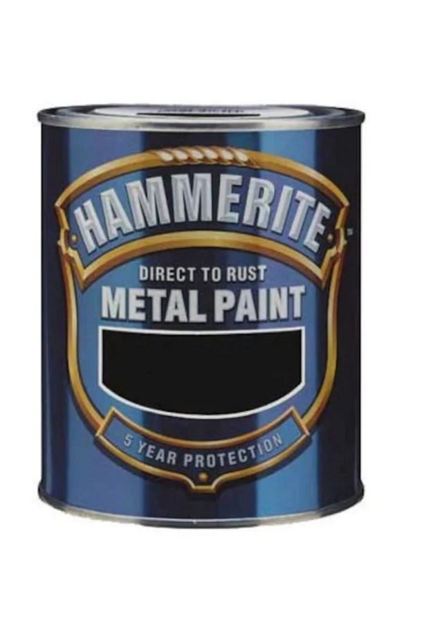 Hammerite Direkt Pas Üstü Pürüzsüz Metal Boya Siyah 250 Ml Siyah