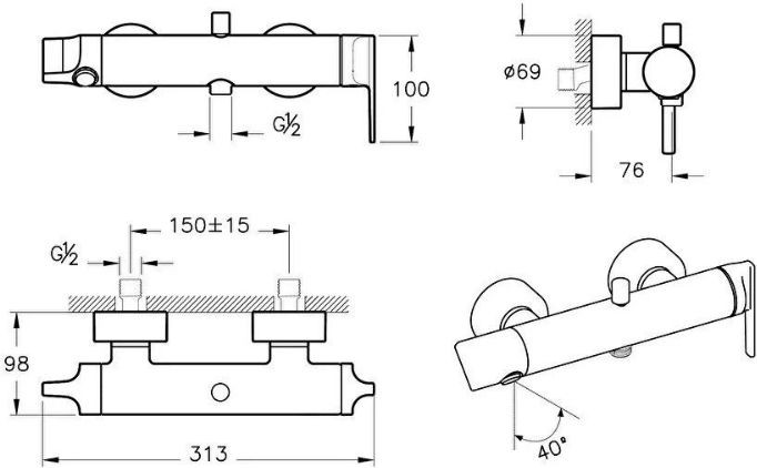 VitrA Suit Banyo Bataryası Krom A42818