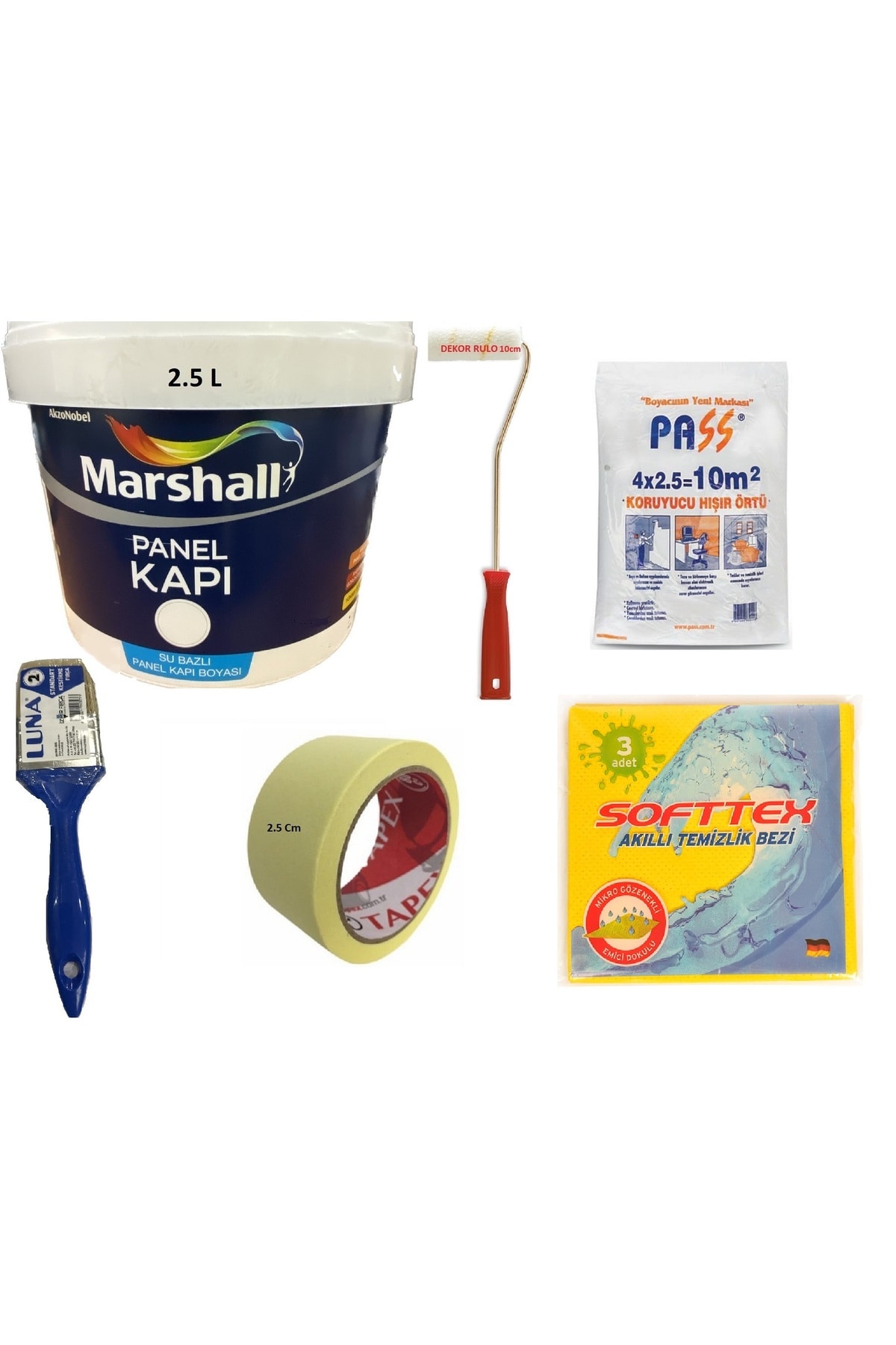 Su Bazlı kokusuz Amerikan Panel Kapı Boyası 2,5 Lt - (RENK: BEYAZ) - 6 Parça Set