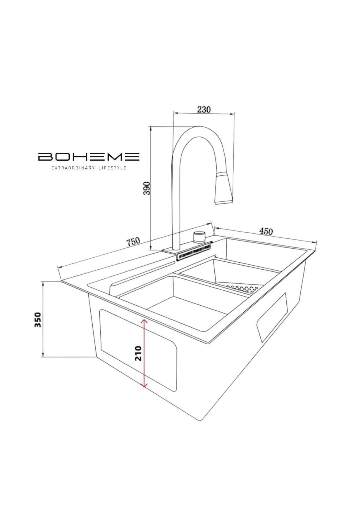 Teknolojik Eviye Seti Şelale, Çelik Batarya Mutfak Evyesi 3 Fonksiyonlu Bataryası Dahil