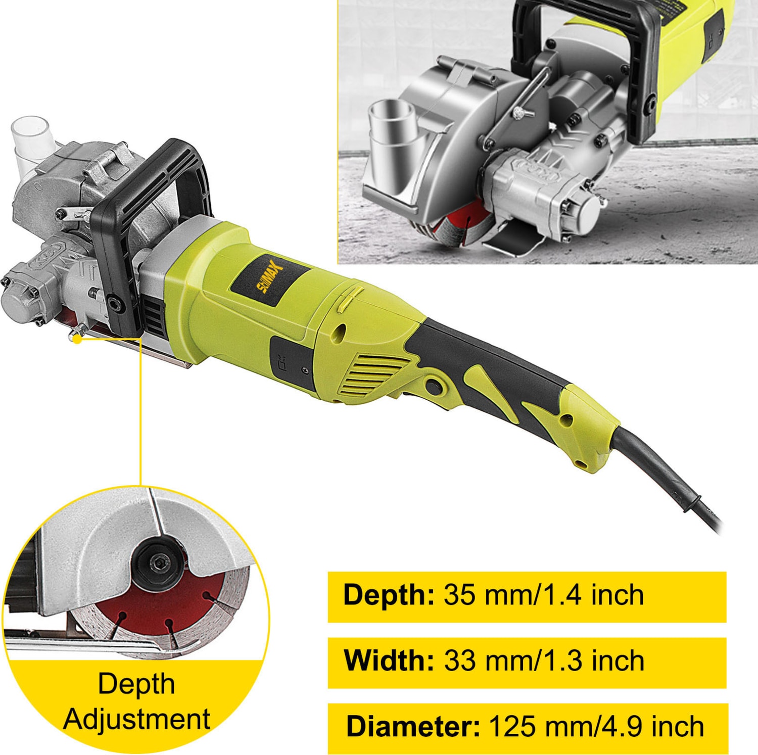 Titanyum-X Seri Duvar Oluk Açma Makinesi Kanal Açma Kesme Makinesi 5 Bıçaklı 40 MM 3500 Watt 4.5kg