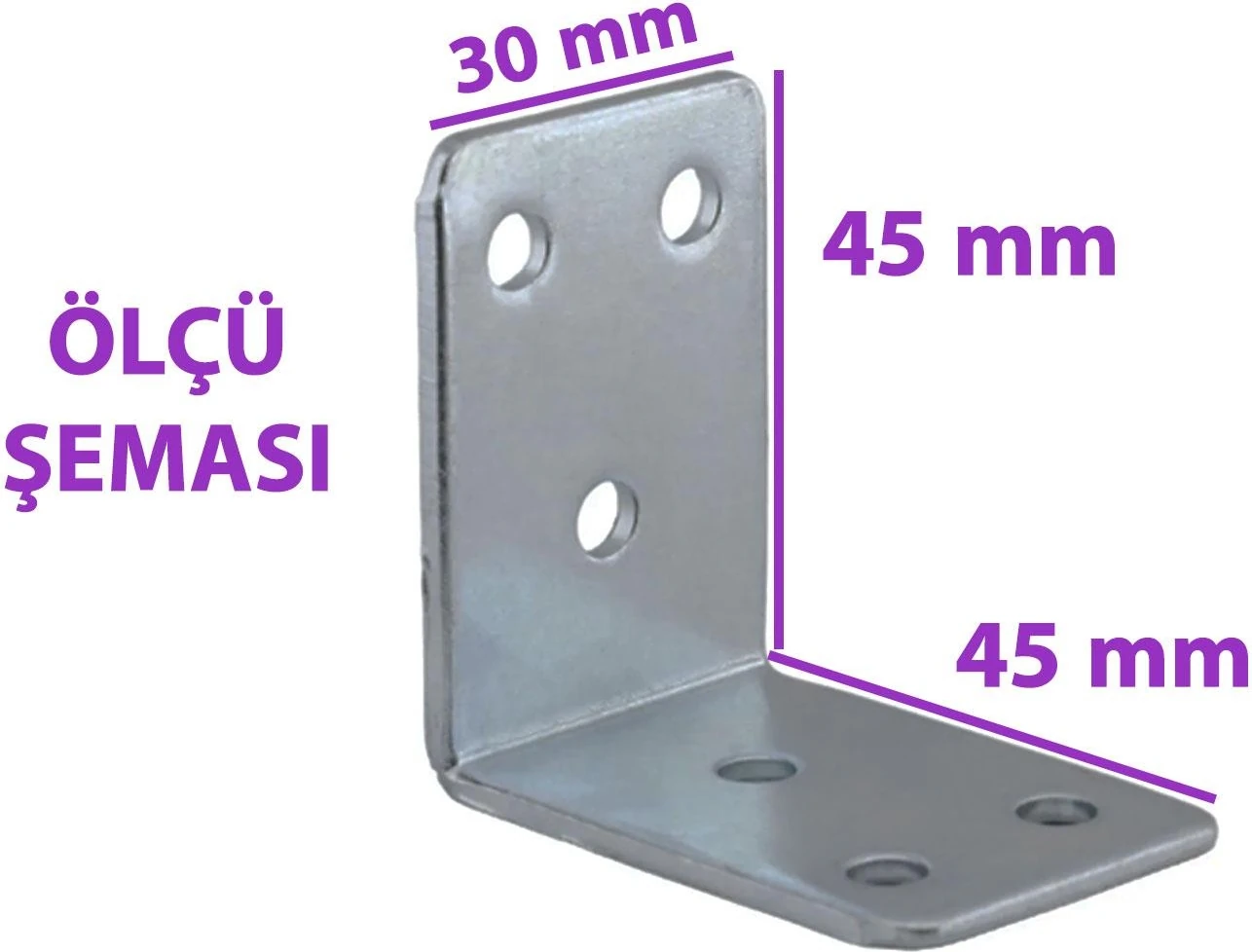 8 Adet Mobilya Eşya Dolap Duvar Sabitleyici Köşe Bağlantı L Demir Gönye Deprem Güvenliği 45 x 45 x 30 mm