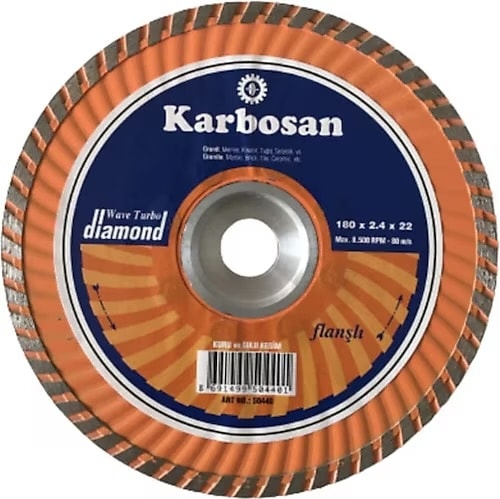 KARBOSAN Turbo Kanallı Flanşlı Elmas Kesici 180X2.4X22