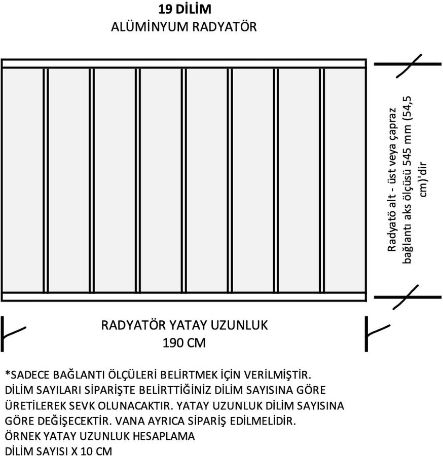 Alüminyum Panel Radyatör Ekol 600X1900 Ral 9010 Beyaz