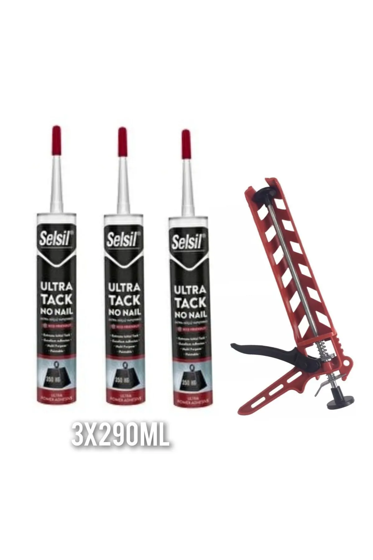 SELSİL Özerden- Ultra Tack No Naıl Ultra Güçlü Yapıştırıcı 3x290ml + silikon tabancası