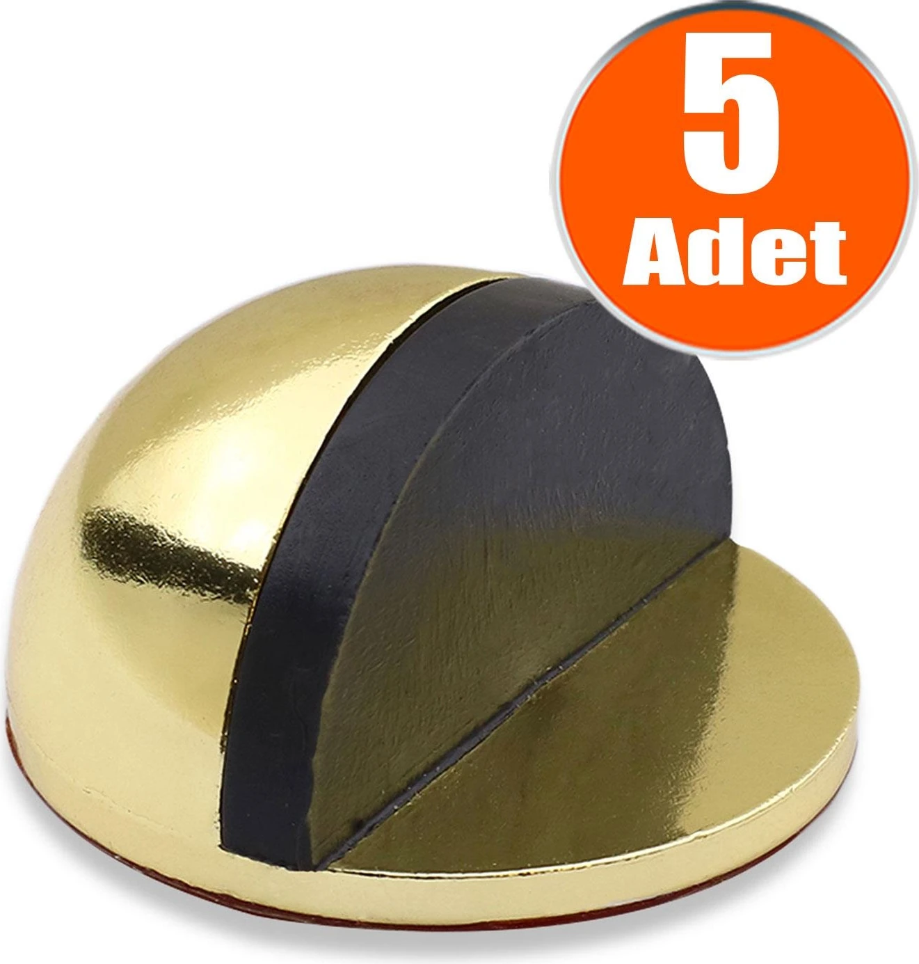 5 Adet Yarımay Yapışkanlı Kapı Kolu Stoperi Tamponu Metal Kapı Stopu Durdurucu Tutucu Tutacağı Gold Altın