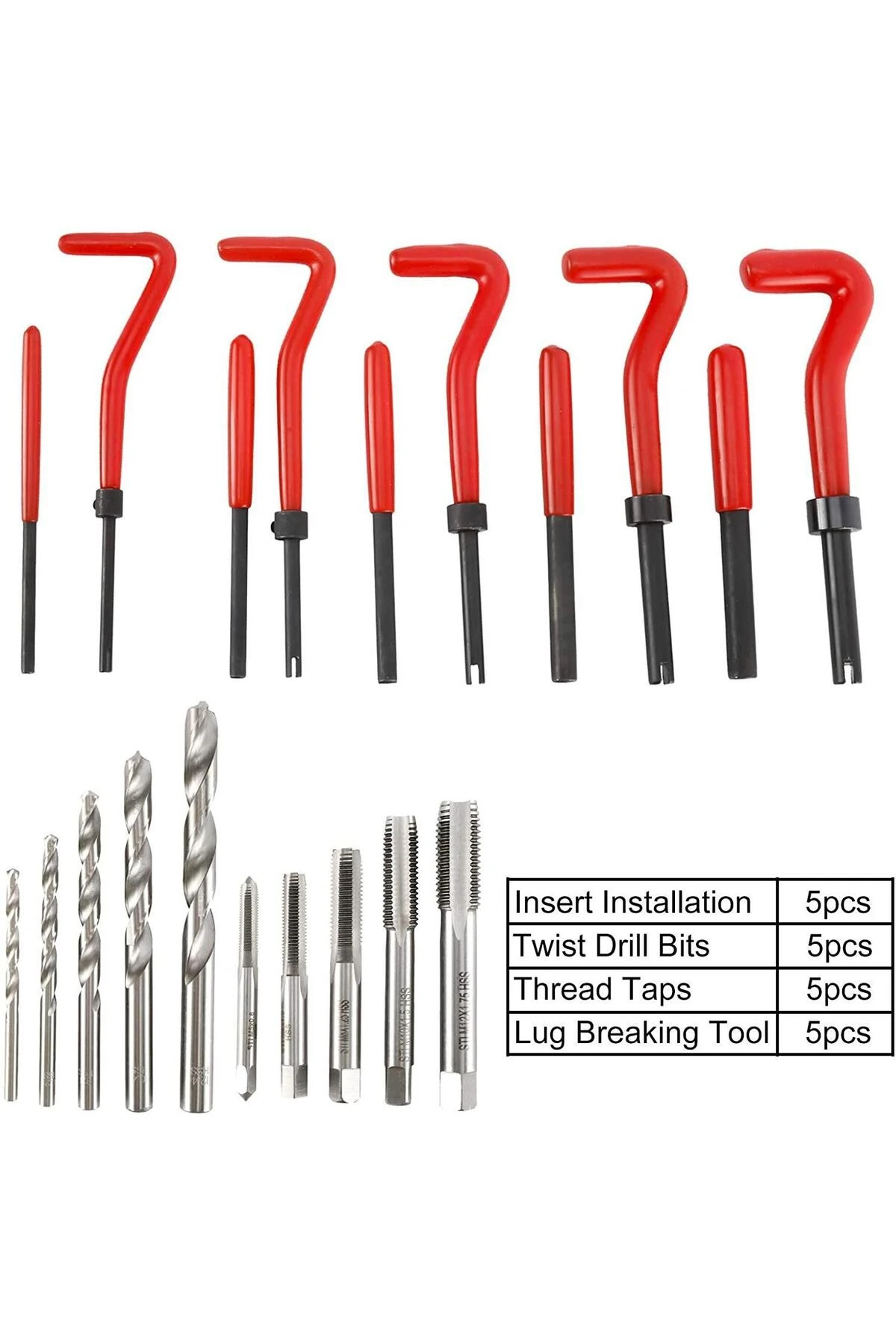 131 Parça Diş Açma Helicoil Vida Tamir Onarım Seti M5-m12 Profesyonel 1. Kalite