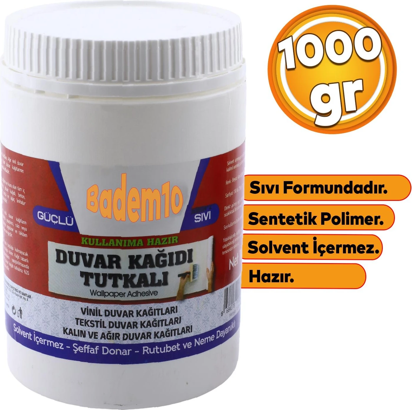 Şeffaf Duvar Kağıdı Yapıştırıcısı 1 kg Sıvı Hazır Tutkal Vinil Tekstil Kağıtları Sentetik Polimer