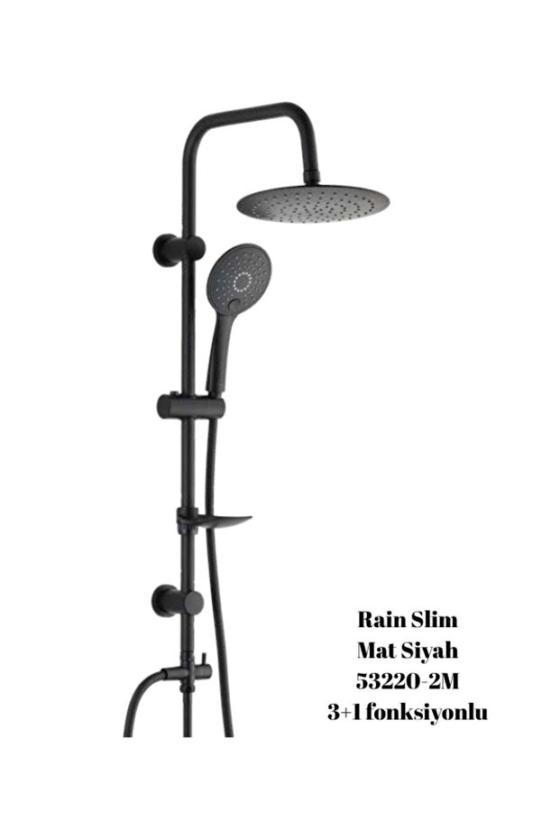 Rain Slim Mat Siyah 3 Fonksiyonlu Tepe Duş Sistemi 53220-2M