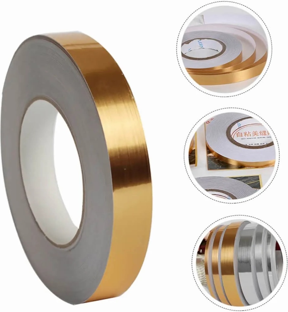 50 Metre Dekoratif Banyo Mutfak Fayans Arası Derz Şerit Bant Gold Renk 1 cm