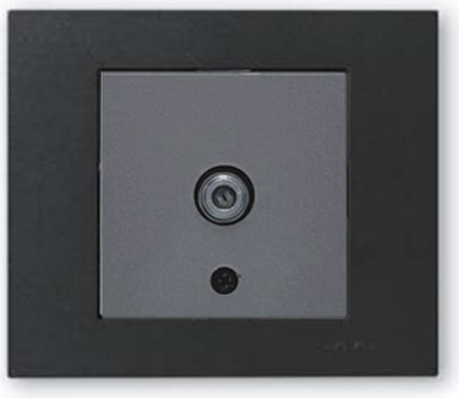 Grano Metalik F Konnektör Uydu Prizi Füme + Siyah Çerçeve