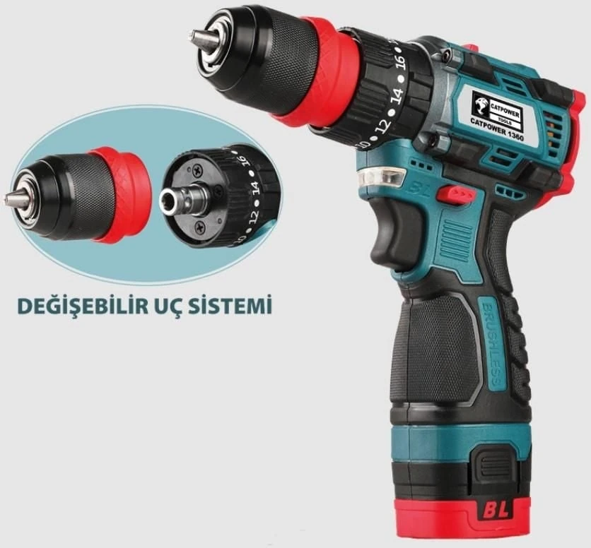 çınar ticaret cat power 1360 akülü vidalama makinesi 16 v 2,0 ah