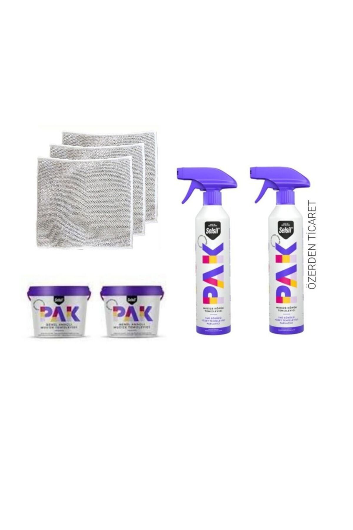 SELSİL Pak Krem 2x500gr. Ve Pak Sprey 2x500ml 3 Adet Tel Temizlik Bezi