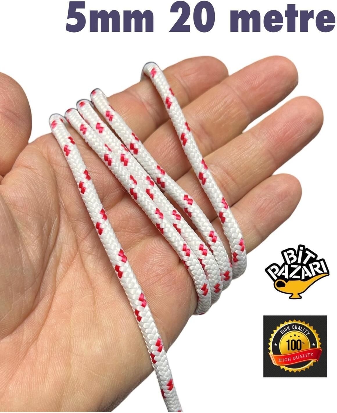 5mm 20 Metre Ipek Halat , Iskota Halat , Salıncak Ipi , Bağlama Ipi - Hamak Ipi