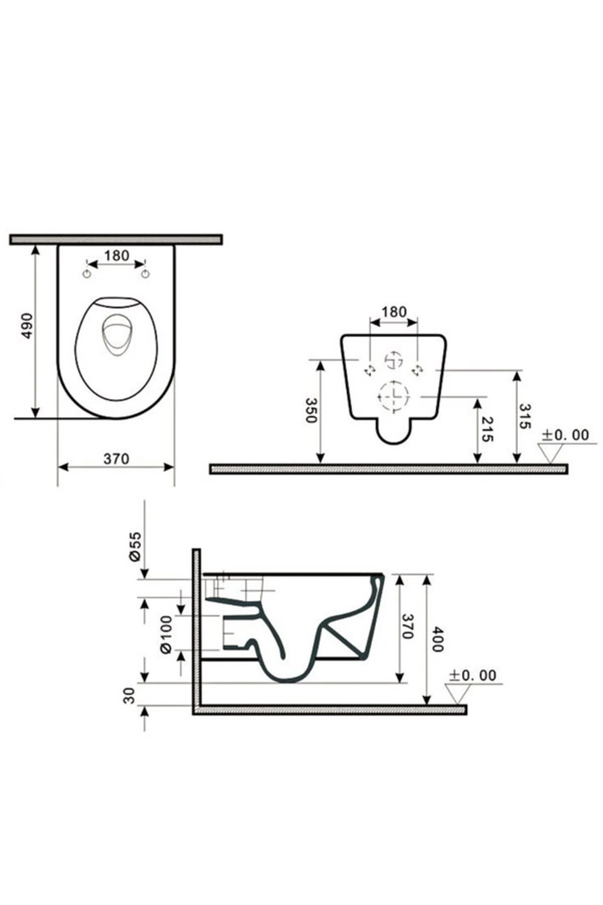 ET-501M4 Siyah Mermer Desenli Klozet