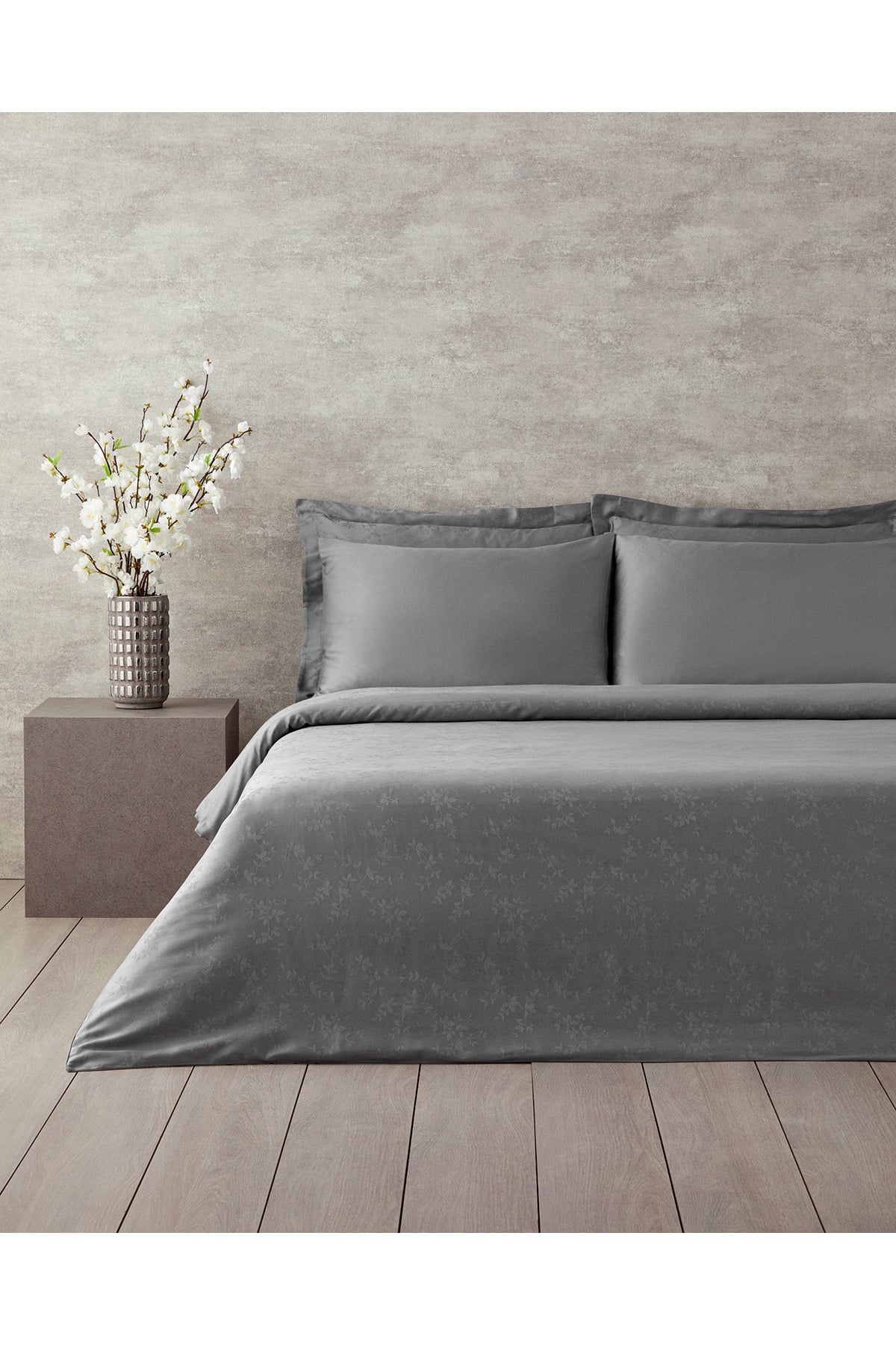 Taylor Lyocell Saten King Size Nevresim Takımı 240x260 cm Koyu Gri