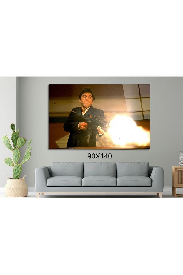 Tony Montana - Alpaçino Silah Sinema Ve Ünlüler Cam Tablo #PCT0941
