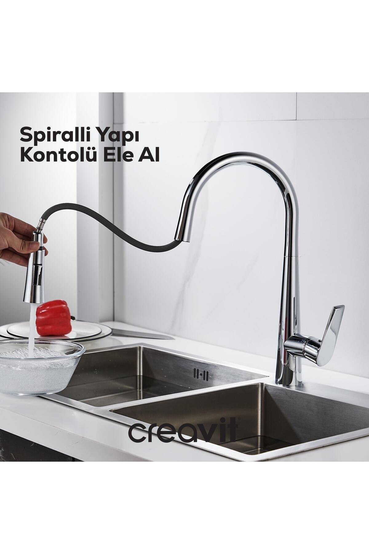 Spiralli Mutfak Armatürü Krom