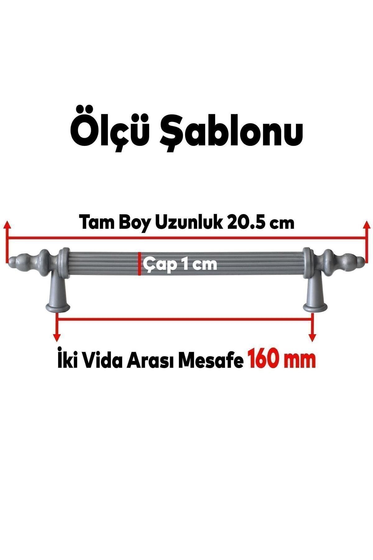BADEM10 (SERT PLASTİK) Polavit 160 Mm Gri Mobilya Mutfak Çekmece Dolap Dolabı Kulpu Kulbu Kulpları (10 ADET)