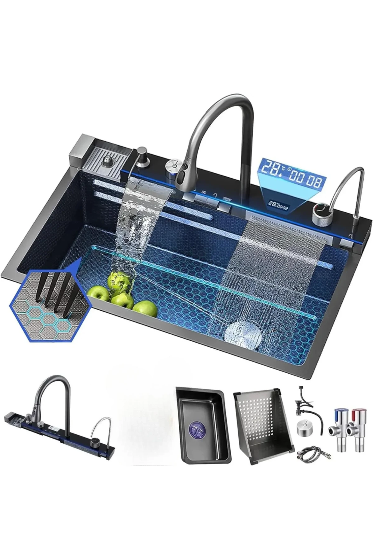 9 Fonksiyonlu Elektronik Akıllı Eviye Seti (304 çelik 4 mm)