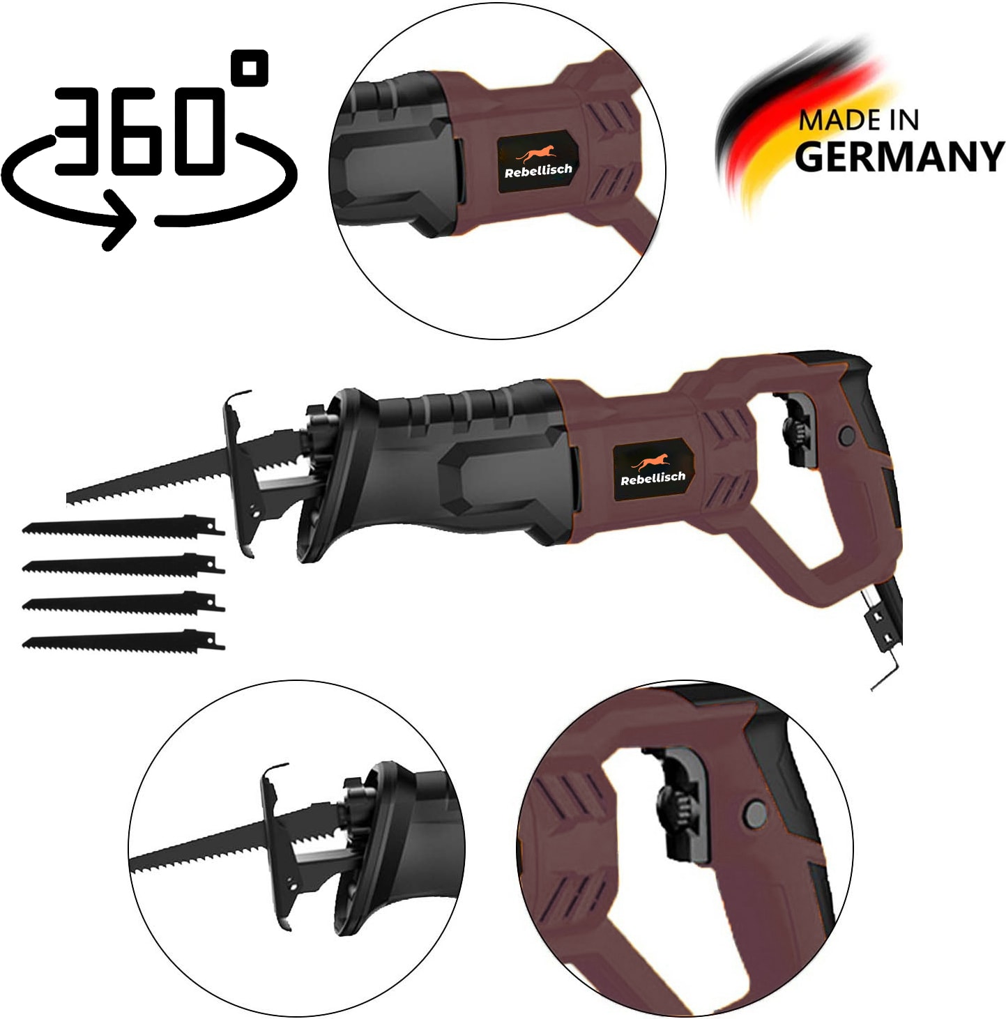Germany TX8118 - 22000WF 6 Kademe Devir Ayarlı Beton Tuğla Kemik Kesme Tilki Kuyruğu
