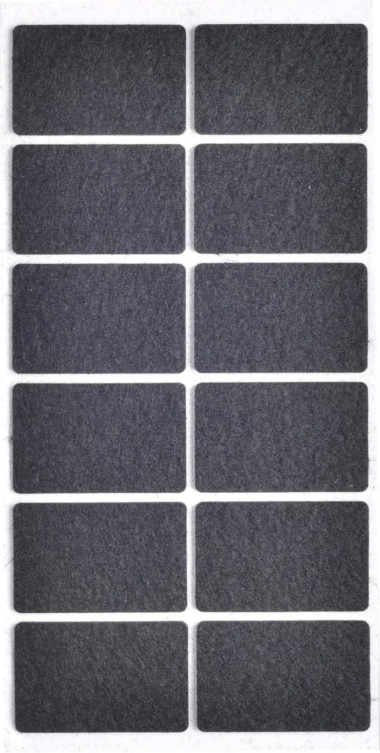 Siyah, 12'li, 3,5cm x 5,5cm Yapışkanlı Keçe, Sandalye, Masa, Koltuk Altı Parke Koruma Keçesi, Dikdörtgen