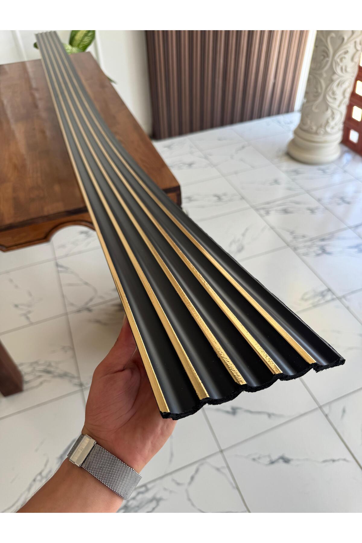 Pvc Polimer Black Gold Duvar Lambiri Ofis Tv Arkası Koridor Dekoratif Panel