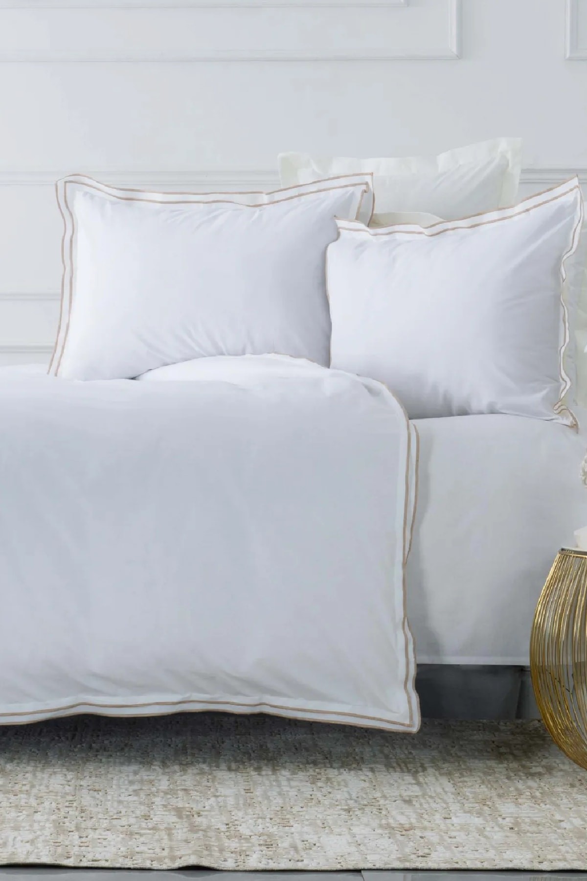 White Collection Victorie Bej Pikolu Percale Çift Kişilik Nevresim Takımı