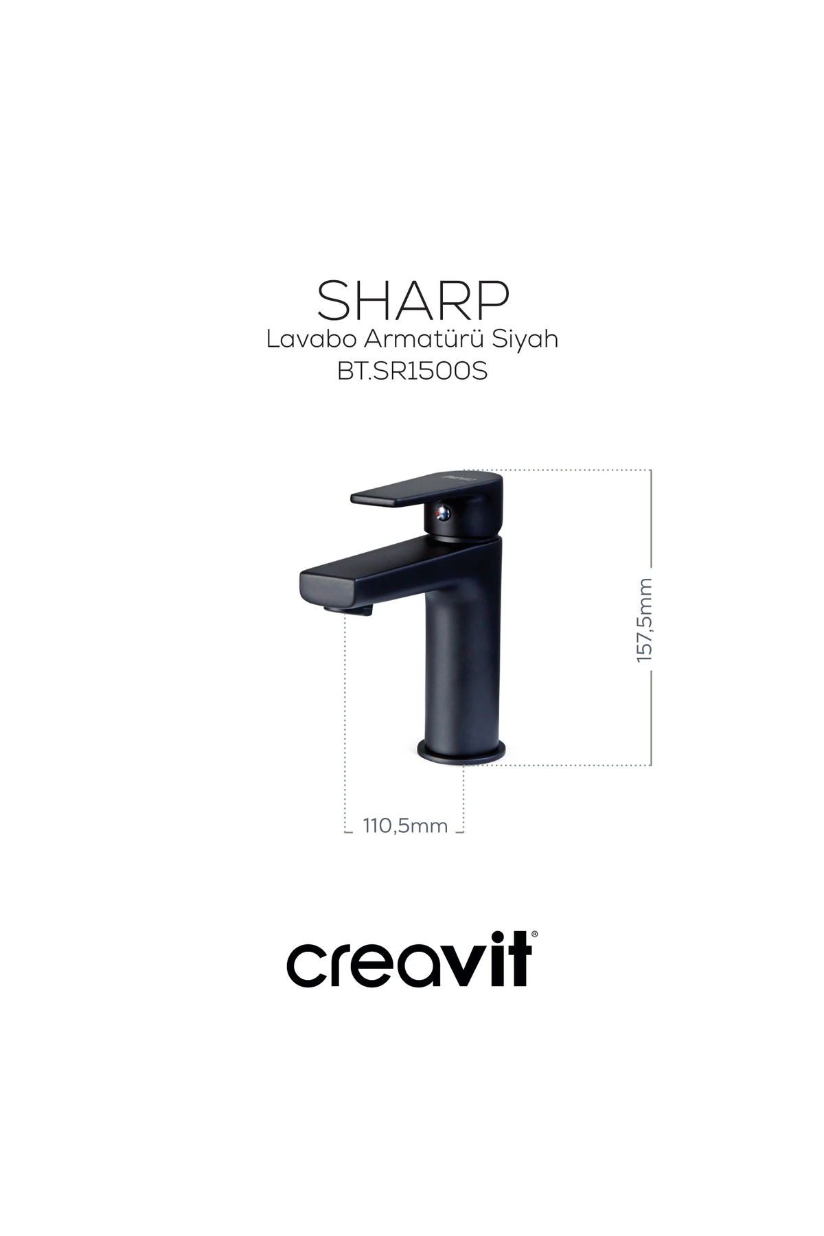 Sharp Lavabo Armatürü Mat Siyah