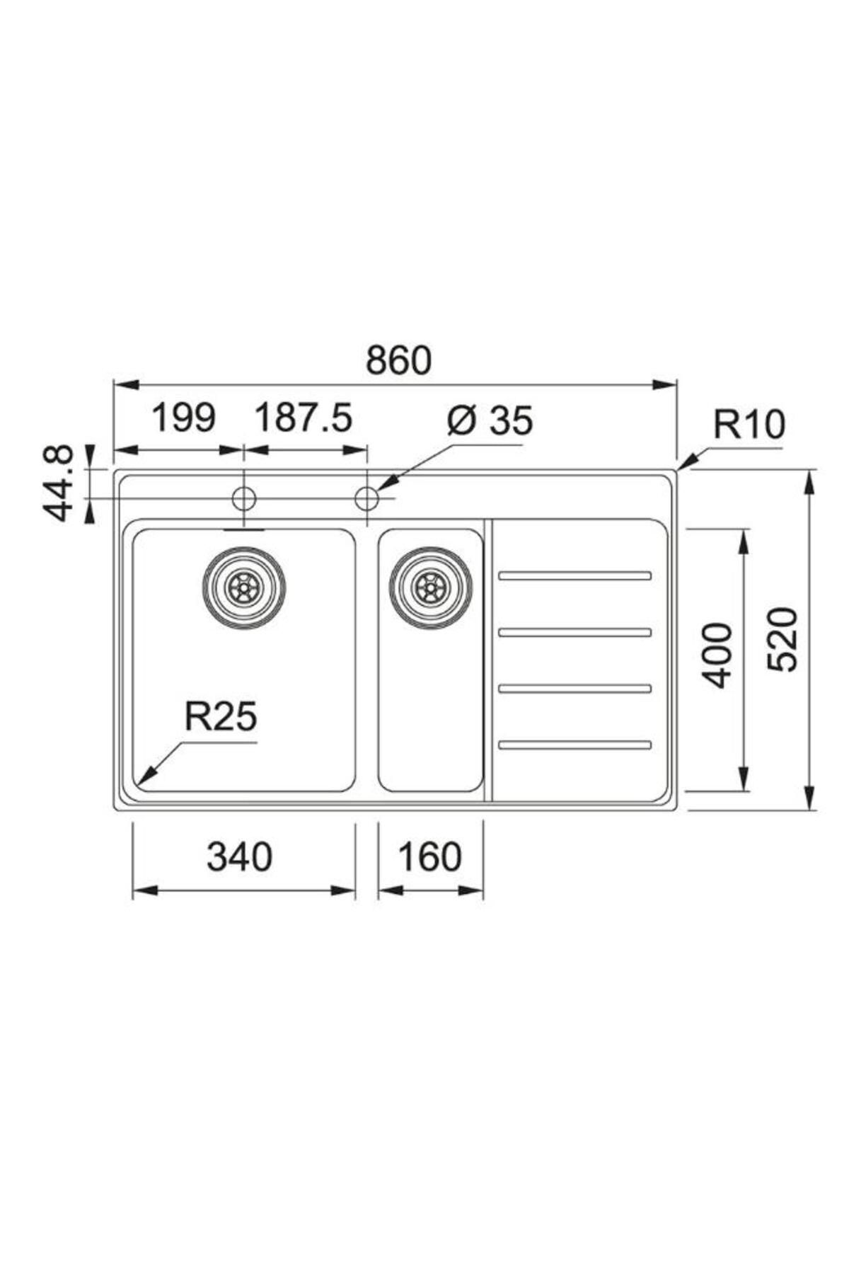Myx 251-86 Tpl Sağ Damlalıklı Mythos Inox Eviye