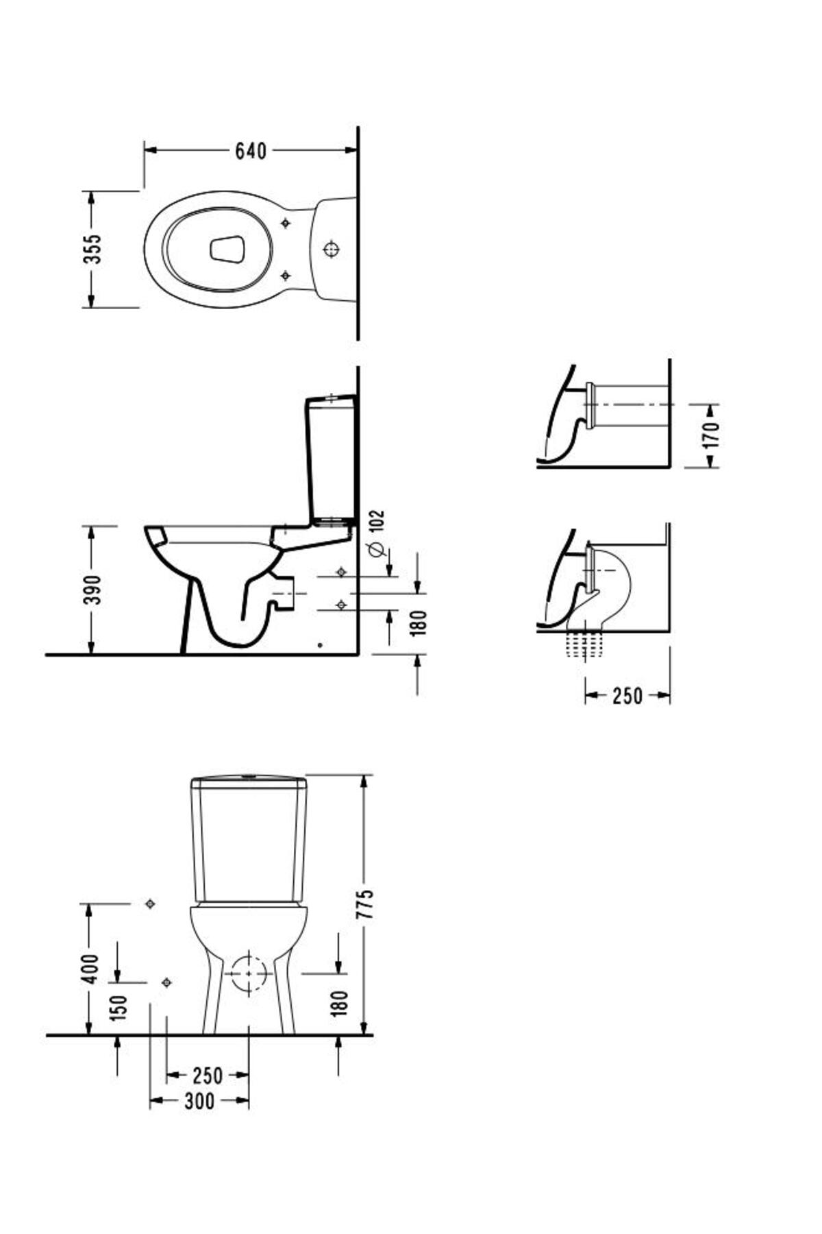 Serel Etna Btw Duvara Sıfır Klozet Seti 4 Parça SET.EN69STS110H