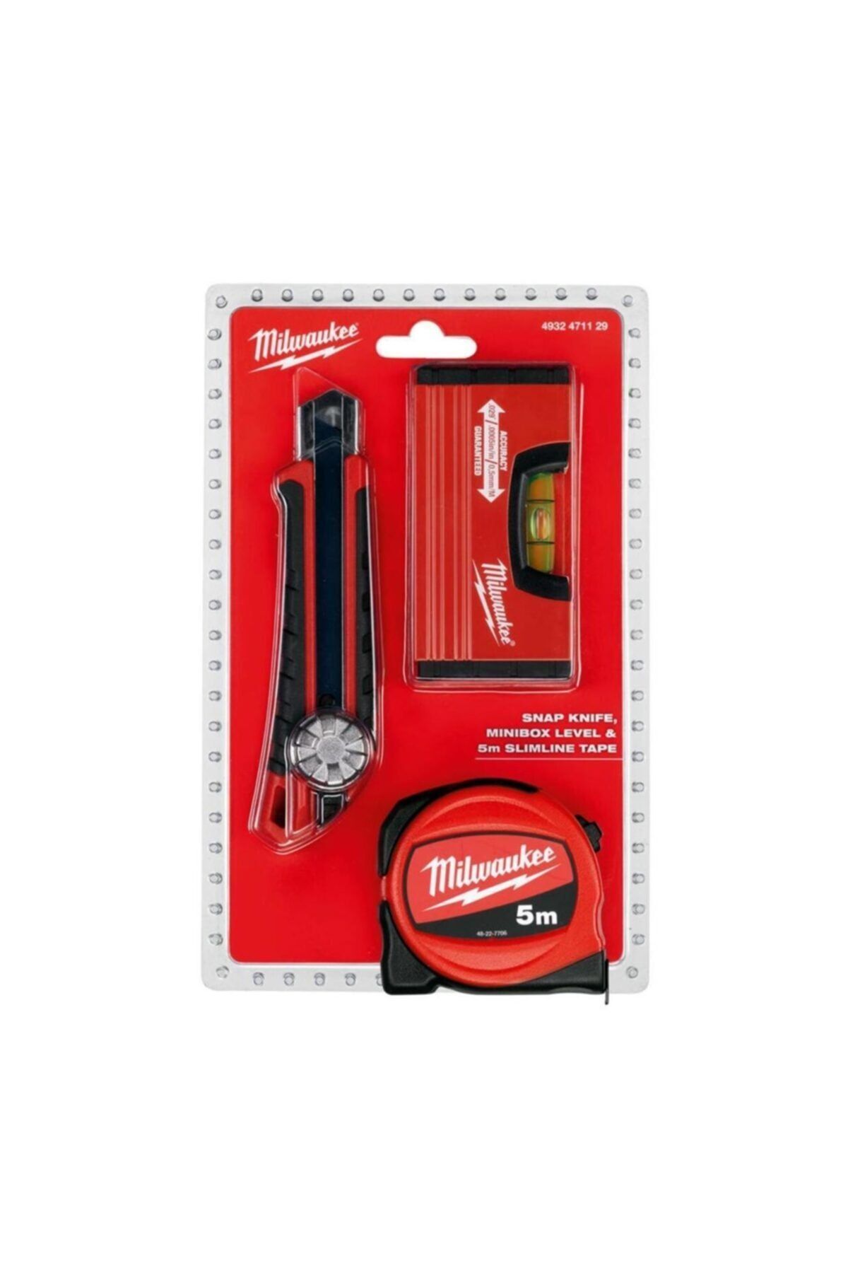 T4932471129 Ağır Hizmet Tipi 3’lü Set Maket Bıçağı, Metre Ve Su Terazisi